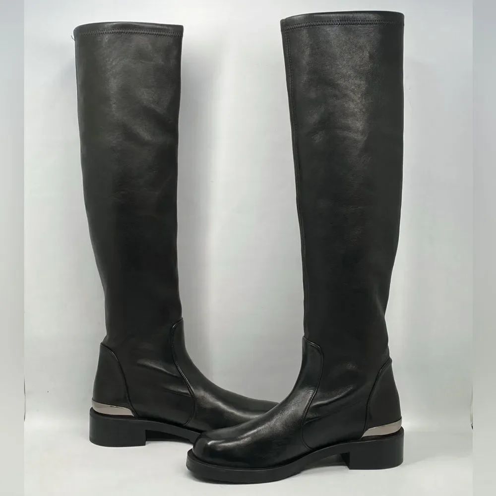 Stuart Weitzman Bold SW Logo Slouch Boots size 6.5
